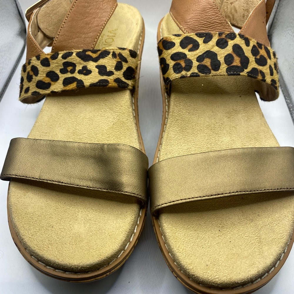 Vionic Cancun Wedge Ankle Strap Sandals Faux Fur Size 7
